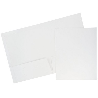 JAM Paper Glossy Two Pocket Presentation Folder White 50/Box 385GWHC