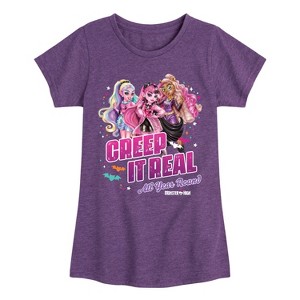 Girls' - Monster High - Clawdeen Draculaura Lagoona Creep It Real All Year Round Fitted Short Sleeve Graphic T-Shirt - 1 of 3