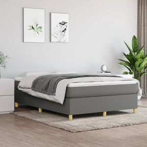 Bed Frame Dark Gray Fabric (100% polyester), plywood, engineered wood - 1 of 4