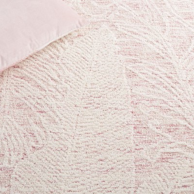 6' Square Pink and Ivory Hand-Tufted Wool Area Rug