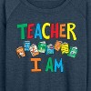Women's - Dr. Seuss - The Cat In The Hat Book Cover Teacher I Am Lightweight French Terry Wide Neck Long Sleeve Shirt - 2 of 4
