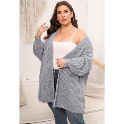 Womens Plus Size Cardigan Sweaters Long Sleeves Open Front Chunky Knit Casual Jackets