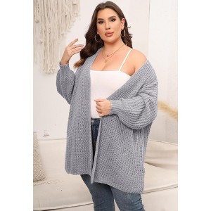 Womens Plus Size Cardigan Sweaters Long Sleeves Open Front Chunky Knit Casual Jackets - 1 of 4