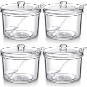 Aoibox 4-Piece Clear Acrylic Sugar Bowl with Lid and Salt Spoon, Airtight Storage Jar for Salt, Tea, Spices, Herbs, Condiments (7.1 oz) - 1 of 4