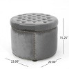 FURNIinspire Ottomans And Benches Cozy Ottoman Bench, Living Room Ottoman, Round Ottoman Decorative Stool for Bedroom, Grey, 22"*22"*15.25" - 3 of 4