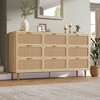 Tall Rattan 9-Drawer Dresser for Bedroom, Large Wooden Chest with Deep Drawers and Wide Top, Versatile Storage for Closet or Living Room - 2 of 4