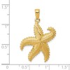 Black Bow Jewelry 14k Yellow Gold 24mm Textured 2D Starfish Pendant - 3 of 4