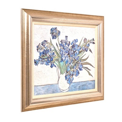 Vincent Van Gogh Blue Irises Gold Framed Canvas Print