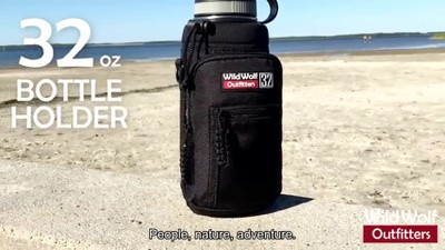 Wild Wolf Outfitters 25 oz Water Bottle Holder - Carry, Protect & Insulate  w/ 2 Pockets & Adjustable Strap - Blue