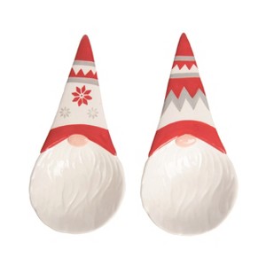 Transpac Ceramic Christmas Gnome Spoon Resin Set of 2 Christmas Home Decorations - 1 of 2