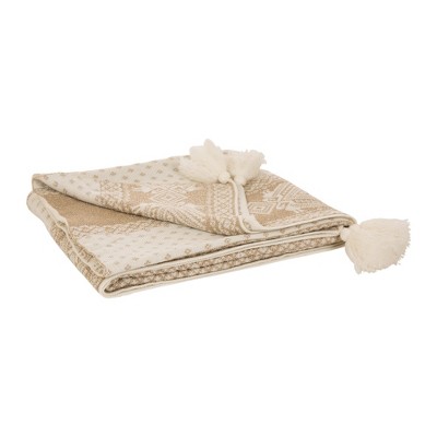 50" x 60" Knitted Acrylic Throw Blanket with Tassels Beige - Glitzhome