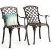 Tangkula 2 PCS Cast Aluminum Dining Chair Arm Seat Outdoor Patio Bistro Chair Solid - 2 of 4