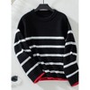 Coolmee Womens Striped Sweaters Long Sleeve Ribbed Knitted Color Block Casual Loose Oversized Sweaters Pullover - 2 of 4