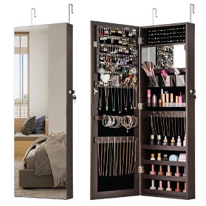 Tangkula 43.5" Jewelry Mirror Cabinet w/ Full-length Mirror & Interior Makeup Mirror - 1 of 4
