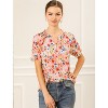 INSPIRE CHIC Women's Ruffled Short Sleeve Floral Mock Neck Summer Top - 3 of 4
