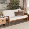 Stratton Boucle Fabric and Wood Sofa White/Walnut Brown - Baxton Studio: Polyester Upholstery, Rubberwood Frame, Seats 3 - 3 of 4