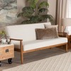 Stratton Boucle Fabric and Wood Sofa White/Walnut Brown - Baxton Studio: Polyester Upholstery, Rubberwood Frame, Seats 3 - image 3 of 4