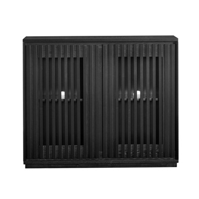 Lirago Vintage Black Fluted Sideboard Cabinet with Storage Outlet Holes 32.63"H x 9.25"D x 39"W