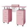 Manicure Table Nail Desk for Nail Tech,Nail Table Beauty Salon Station With Lockable Wheel and Wrist Cushion Rest,Suitable for Spa Beauty Salon - 2 of 4
