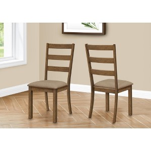 Monarch Specialties Dining Chair Set Of 2 Side Upholstered Kitchen Dining Room Fabric Wood Legs Brown Beige Transitional - 1 of 4
