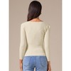 INSPIRE CHIC Women's V-Neck Knitted Ruched Button Decor Long Sleeve Slim Fit T-shirt - 4 of 4