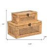 HomeRoots Set Of Two Natural Wood Rattan And Glass  Jewelry Boxes - 3 of 4