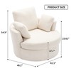 TiramisuBest Oversize Round Swivel Chair Cozy Club 360 degrees Swivel Sofa with 3 Pillows Chenille Fabric with Gray for sofa - 4 of 4