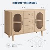47" Sideboard Buffet Cabinet with Fluted Glass Doors & 3 Drawers - Modern Mid-Century Credenza Storage with Adjustable - 2 of 4