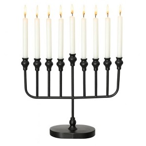 Vintiquewise Wall Mount 9-Branch Hanukkah Menorah, Mid-Century Elegant Illuminated Display, Decorative Judaica Accent - 1 of 4
