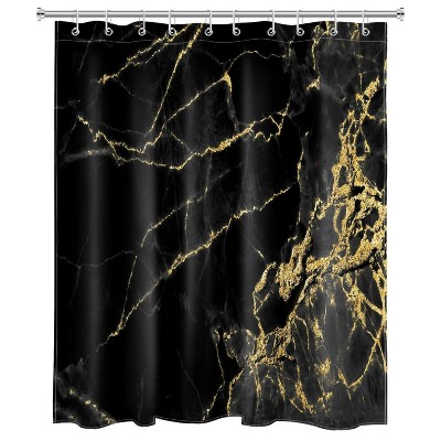 LunaLulinlk Black and Gold Marble Shower Curtain