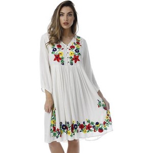 Riviera Sun Embroidered Dress with 3/4 Sleeve - 1 of 3