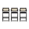 PAGED 38" High Bar Stools Modern Upholstered Counter Stools with Resin Rattan Back, Set of 3, Arms and Wooden Legs for Pub, Dining Room - 2 of 4