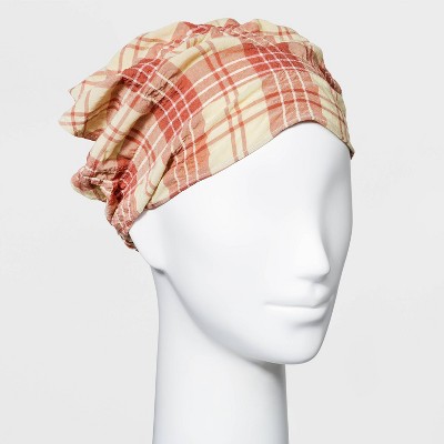 Plaid Fabric with Elastic Back Headscarf - Wild Fable™ Orange