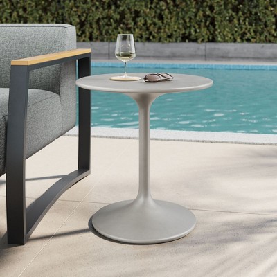 Modway Esme Concrete Side Table - Outdoor Patio Accent Table with Cylindrical Design and Modern Minimalist Look