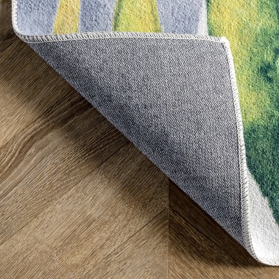 Amelia Multicolor Tropical Washable Rectangular Area Rug, 5' x 8'