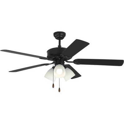 52" Monte Carlo Haven LED 3 Matte Black 3-Light Pull Chain Ceiling Fan