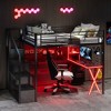 Whisen Metal Loft Bed with Built-in Work Station, Wardrobe, Storage Staircase and LED - 2 of 4