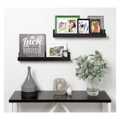 Sleek Black 24" Modern Floating Wall Shelf Set - 2 Pack