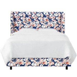 Twin Lynn Wingback Bed Floral Navy Blush - Cloth & Co.