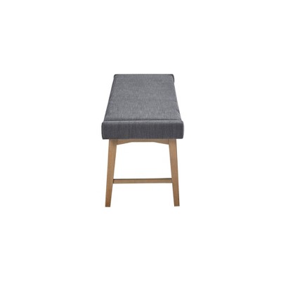 April Mid-Century Gray Upholstered Wood Frame Accent Bench