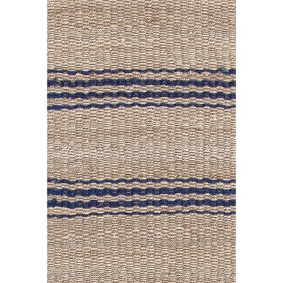 Indigo and Beige Handwoven Jute Stripe Rug, 3' x 5'