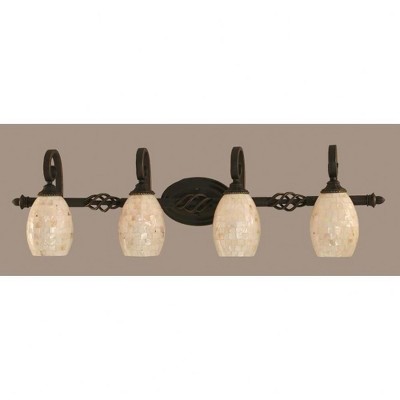 Toltec Lighting Elegante 4 - Light Vanity in  Dark Granite with 5" Ivory Glaze Seashell Shade