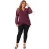 Agnes Orinda Women's Plus Size Criss Cross Wrap Ruched Bishop Lace V Neck Sheer Long Sleeve Elegant Blouse - 3 of 4