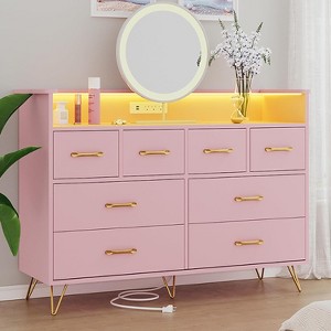 CuisinSmart 8-Drawer Dresser, Wide Bedroom Dresser Chest with Open Space, Modern Chest of Wide Drawers for Living Room, Entryway, Hallway - 1 of 4