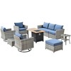 Ovios Tenaya 10pc Wicker Outdoor Patio Furniture Set Conversation Sofa with a Storage Fire Pit, Swivel Chairs and Cushions - 2 of 4