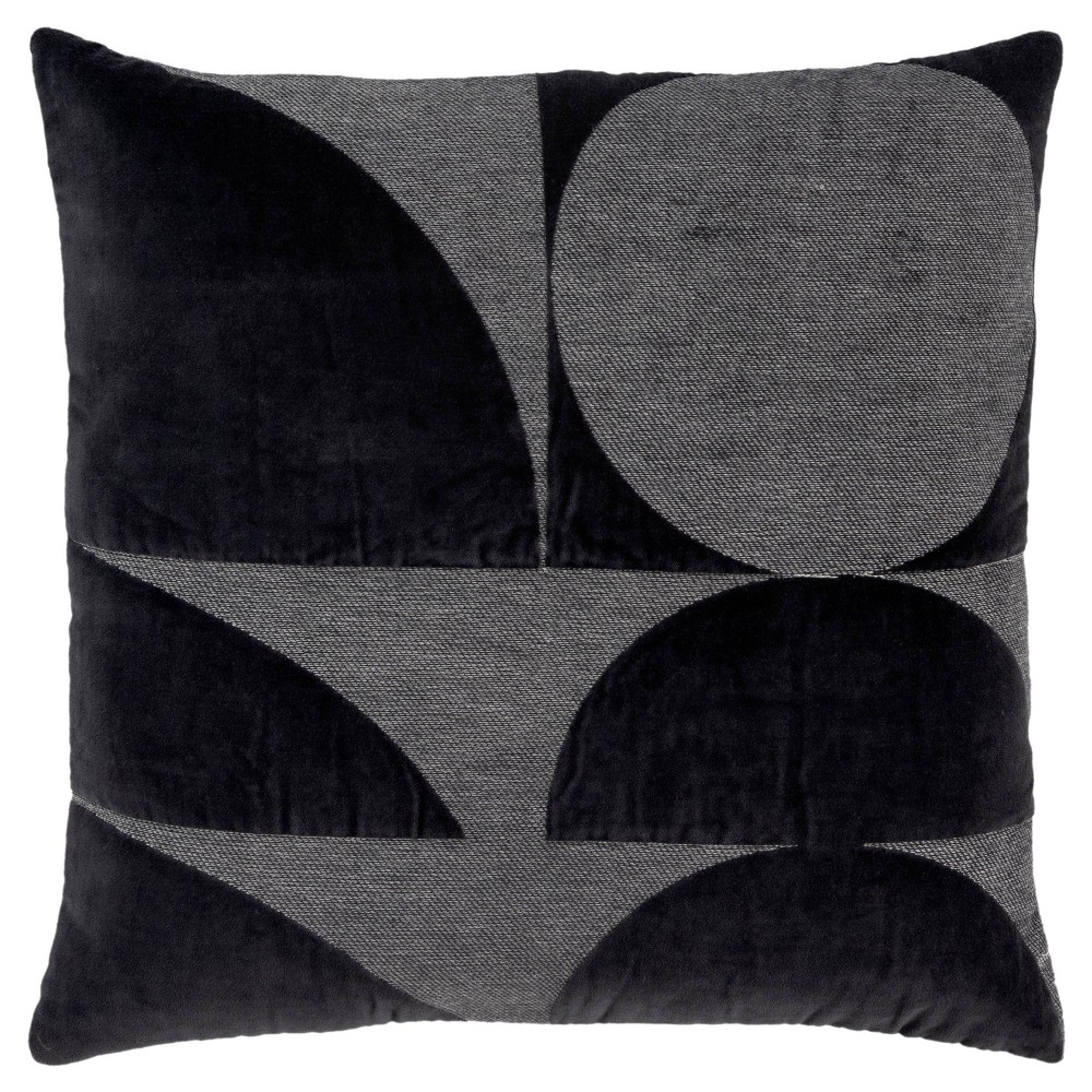 Photos - Pillow 20"x20" Oversize Geometric Square Throw  Cover Dark Gray - Rizzy Hom