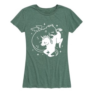 Women's - Instant Message - Dragon Unicorn Yin Yang- Women's Short Sleeve Graphic T-Shirt Short Sleeve Graphic T-Shirt - 1 of 4