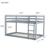 COWLOWN Twin over Twin Bunk Bed with Ladder, Solid Rubber Wood Low Height Bunk Bed with Storage & Strengthened Slats - 2 of 4