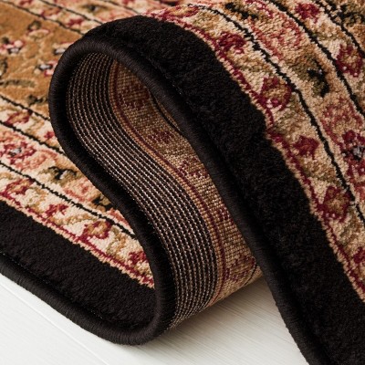 Black and Tan Floral Safavid Style Runner Rug