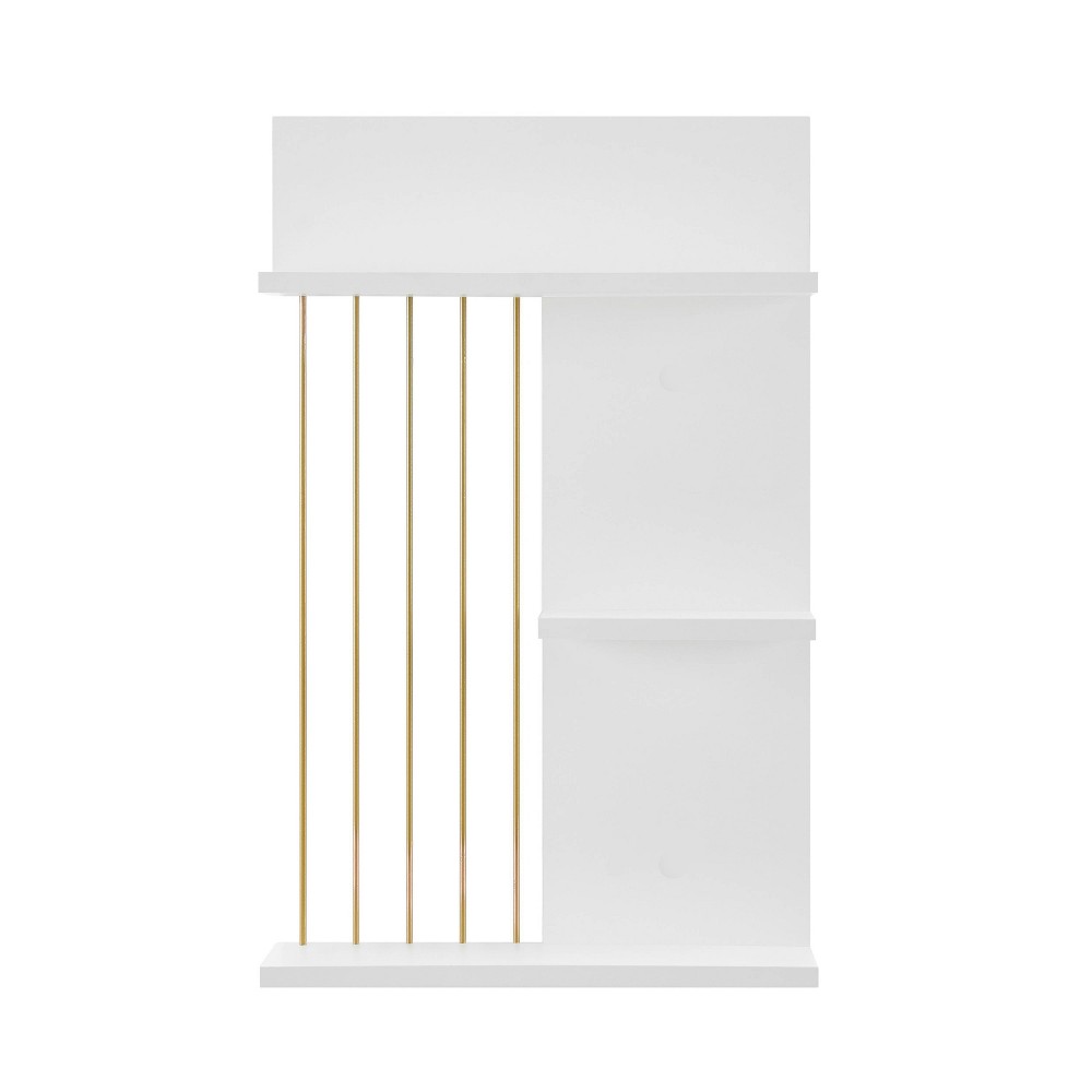 Photos - Wardrobe 24.6" x 15.8" Seville Utility Ledge Wall Shelf White/Gold - Danya B.